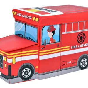 Pufa pojemnik wóz strażacki - czerwony
