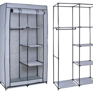 Szafka tekstylna z 6 półkami Mira - szara