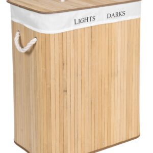 Kosz bambusowy pojemnik na pranie 2 komory naturalny