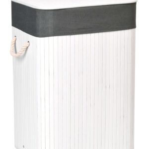 Kosz na pranie bambusowy z pokrywą 80L biało-szary