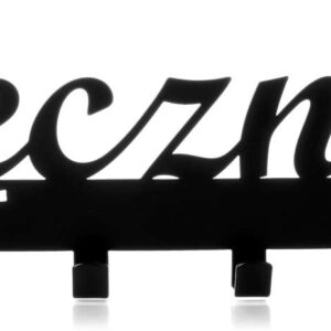 Wieszak ścienny z napisem Ręczniki czarny