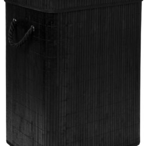 Kosz na pranie bambusowy z pokrywą SOREN 80L czarny