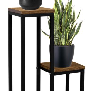 Kwietnik stojący czarny Hazel Rustic postarzany dąb