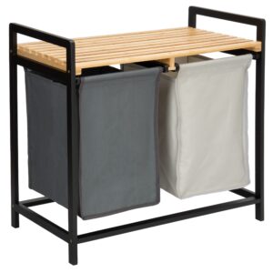 kosz na pranie lub zabawki bambusowy HANOI BLACK 2 przegrody DUO KOLOR