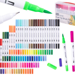 Flamastry mazaki cienkopisy dwustronne zestaw w walizce 100 kolorów