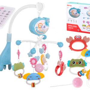 Karuzela projektor gwiazd do łóżeczka kołysanki niebieska z pilotem