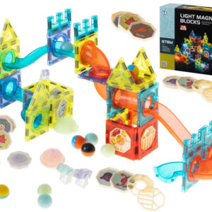 Klocki magnetyczne marble tor kulkowy świecący 75 elementów