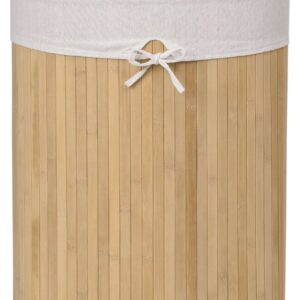 Kosz narożny na pranie bambusowy z pokrywą natural 60L