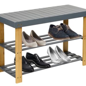 Ławka regał na buty MILOS z półkami- szary
