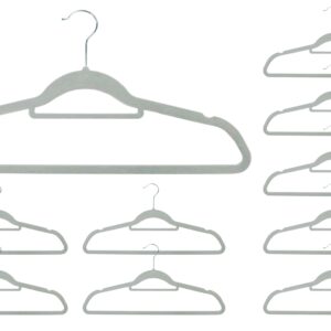 Wieszak welurowy Maxi komplet 10 szt - szary