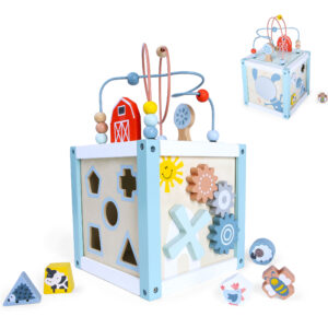 Drewniana kostka edukacyjna sorter +klocki ECOTOYS