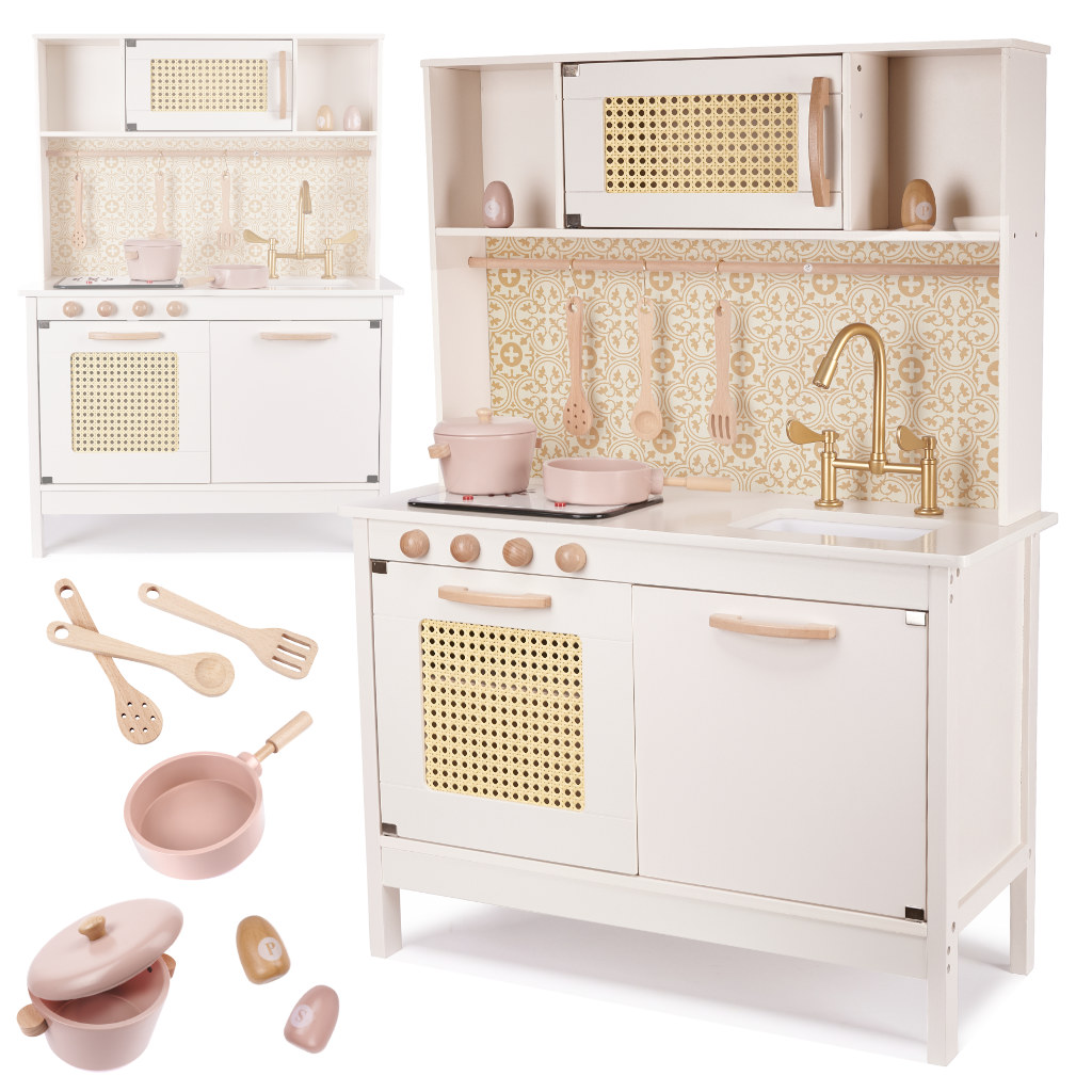 KX6284 Kuchnia drewniana MDF retro z akcesoriami BOHO 1-7