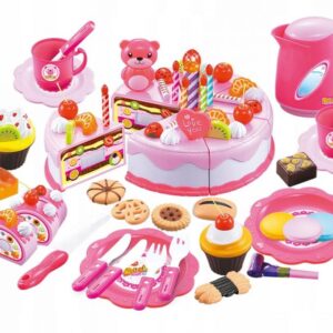 Zestaw urodzinowy - Tort do krojenia 80 elementów LED