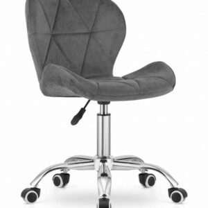 Krzesło obrotowe biurowe z szerokim oparciem welur aksamit szare