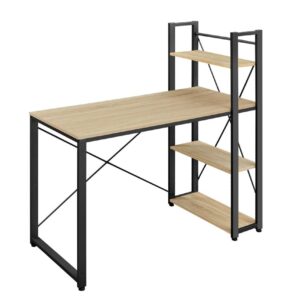 Biurko komputerowe regał z półkami regulowane nóżki dąb sonoma