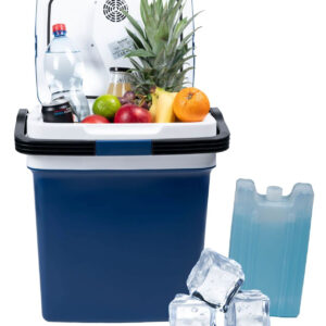 Lodówka turystyczna przenośna samochodowa 29L 220-240V DC12V funkcja grzania wkład gratis niebieska