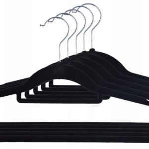 Wieszak welurowy Maxi komplet 5 szt - czarny