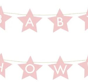 Baner napis na baby shower gwiazdki jasnoróżowe 290cm x 16,5cm