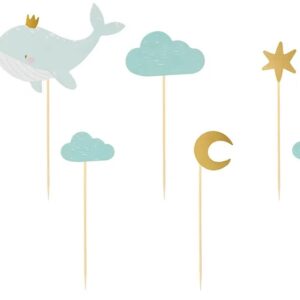 Dekoracje do muffinek babeczek - Wieloryb 11cm-13,5cm 7 sztuk