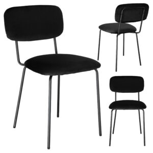 Krzesło welurowe LOUIS black czarne velvet