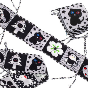 Książeczka sensoryczna kontrastowa miękka nauka widzenia ochraniacz do łóżeczka mata edukacyjna kształty dźwięki