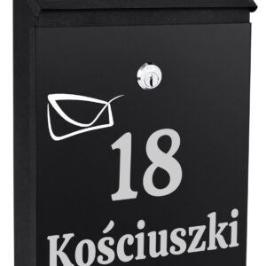 Skrzynka pocztowa na listy Odvin czarna z napisami