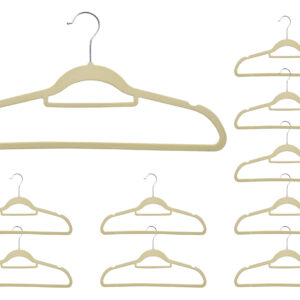 Wieszak welurowy MAXI komplet 100 szt beżowy