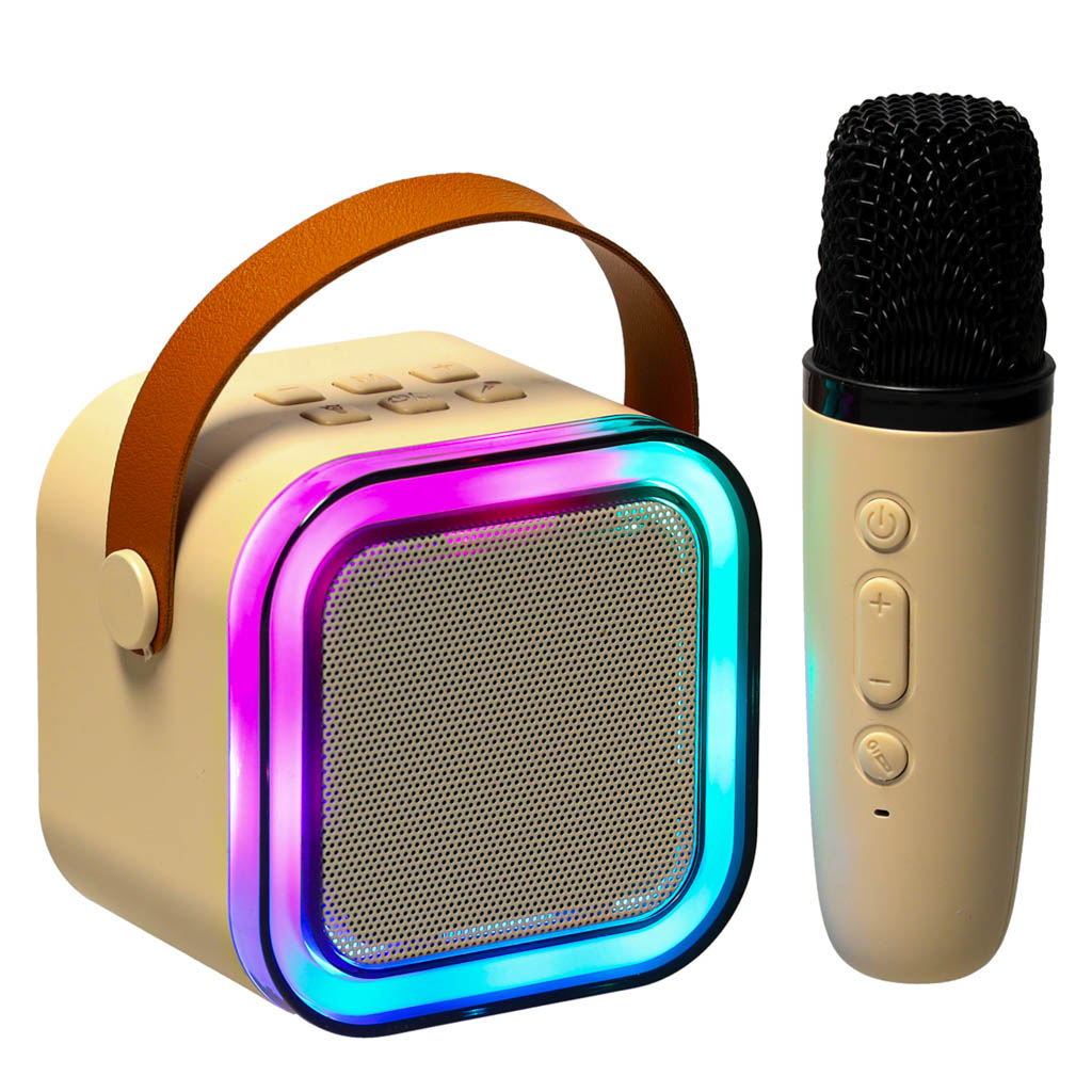 Zestaw-do-karaoke-mikrofon-glosnik-przenosny-BLUETOOTH-USB-LED-bezowy-162855