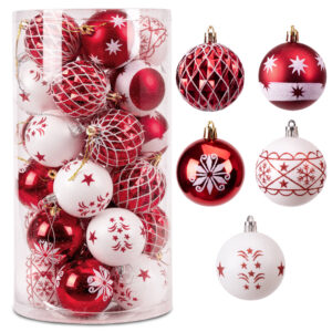 Zestaw bombek na choinkę SAPIN CZERWONO-BIAŁY 30 szt